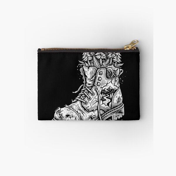 Item preview, Wilderness Hiking Boot Forest Landscape Linocut designed and sold by TeNovaStudio.