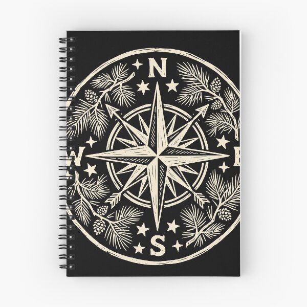 Item preview, Vintage Wilderness Compass Rose Pine Linocut designed and sold by TeNovaStudio.