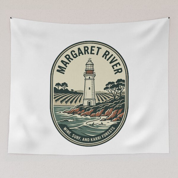 Item preview, Retro Margaret River Australia Lighthouse Surf Wine designed and sold by k3rstman1.