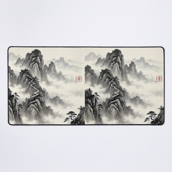 Item preview, Misty Mountain Serenity - Traditional Zen Landscape Art | SOO studio73 designed and sold by SOOstudio73.