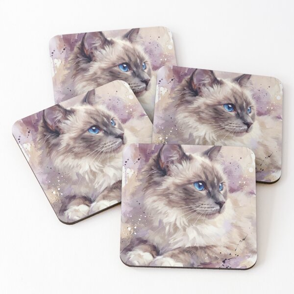Item preview, Elegant Ragdoll Cat Watercolor Art Portrait designed and sold by Paolo-Bandal.