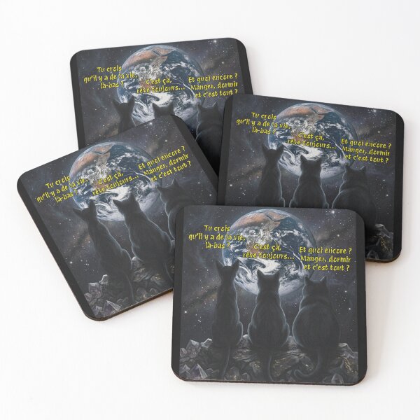 Item preview, [French] Cats Wonder About Earth – Space Cat Meme Art designed and sold by Contrast-Factory.