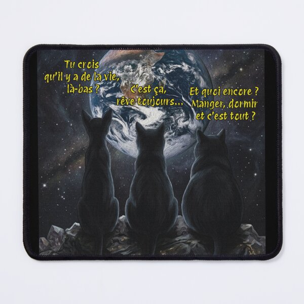 Item preview, [French] Cats Wonder About Earth – Space Cat Meme Art designed and sold by Contrast-Factory.