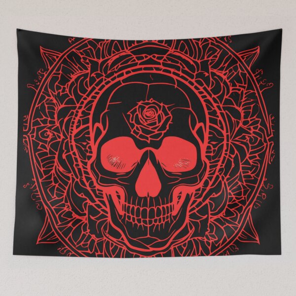 Item preview, Red Neon Skull Gothic Mandala Sigil designed and sold by DarkOriginArts.