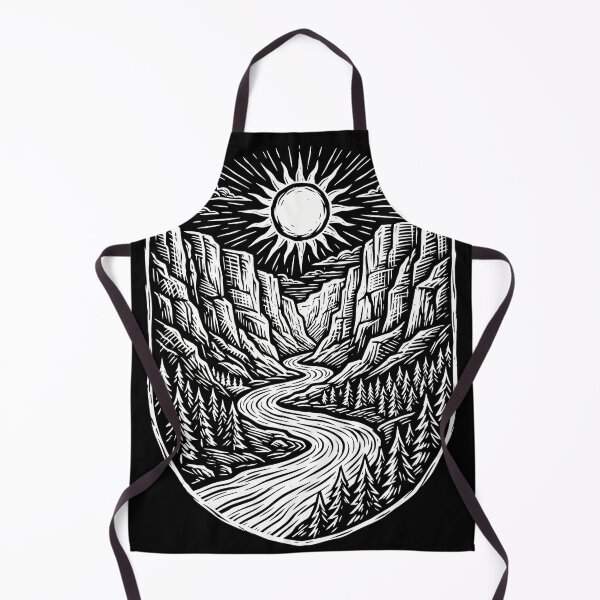 Item preview, Vintage Linocut River Canyon Landscape Badge designed and sold by TeNovaStudio.