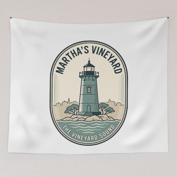 Item preview, Martha's Vineyard Sound Lighthouse Nautical Travel Badge designed and sold by k3rstman1.