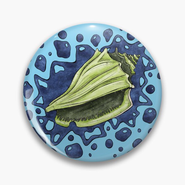 Item preview, Conch seashell with bright green and blue colors, artistic seaside designed and sold by NadiaChevrel.