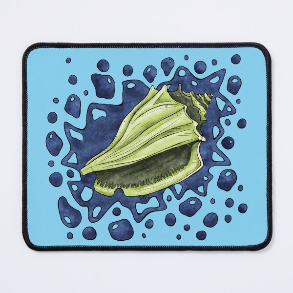 Item preview, Conch seashell with bright green and blue colors, artistic seaside designed and sold by NadiaChevrel.