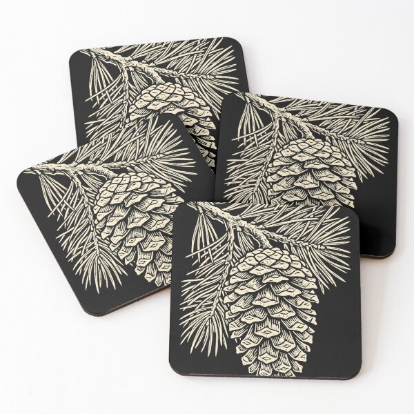 Item preview, Vintage Pinecone Branch Botanical Linocut designed and sold by TeNovaStudio ⭐⭐⭐⭐⭐.