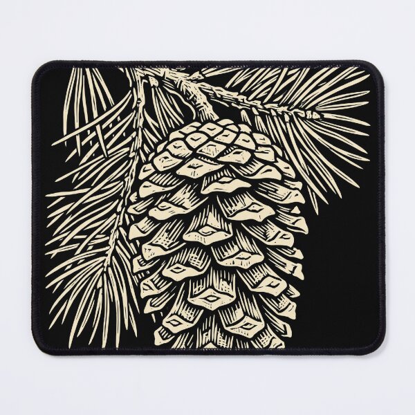 Item preview, Vintage Pinecone Branch Botanical Linocut designed and sold by TeNovaStudio.