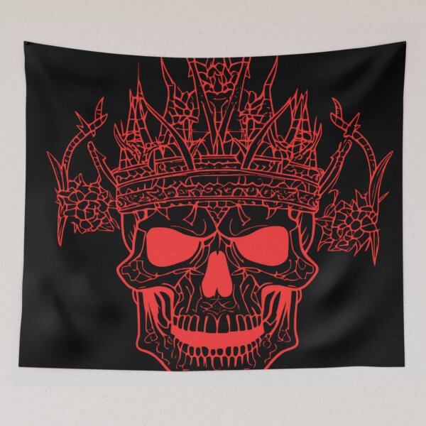 Item preview, Red Neon Crowned Skull Gothic King of Thorns designed and sold by DarkOriginArts.