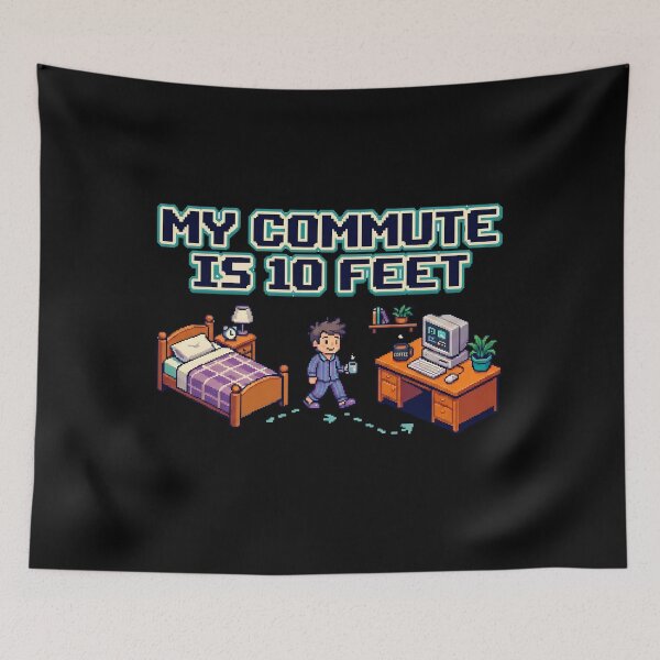 Item preview, My Commute Is 10 Feet Pixel Art Remote Work designed and sold by Fenay Designs.