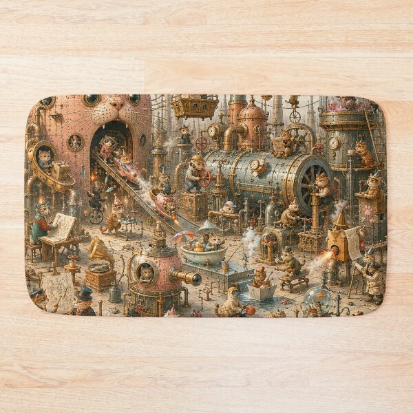 Item preview, Steampunk Cats of the Purr Power Plant designed and sold by ThingsCatsDo.
