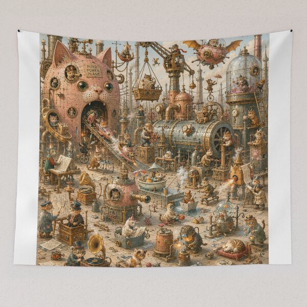 Item preview, Steampunk Cats of the Purr Power Plant designed and sold by ThingsCatsDo.