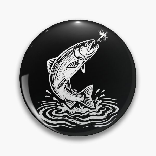 Item preview, Fly Fishing Leaping Trout Linocut designed and sold by TeNovaStudio.