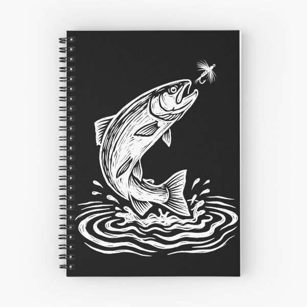 Item preview, Fly Fishing Leaping Trout Linocut designed and sold by TeNovaStudio ⭐⭐⭐⭐⭐.