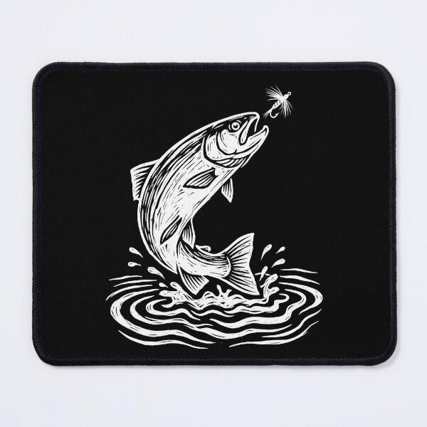 Item preview, Fly Fishing Leaping Trout Linocut designed and sold by TeNovaStudio ⭐⭐⭐⭐⭐.