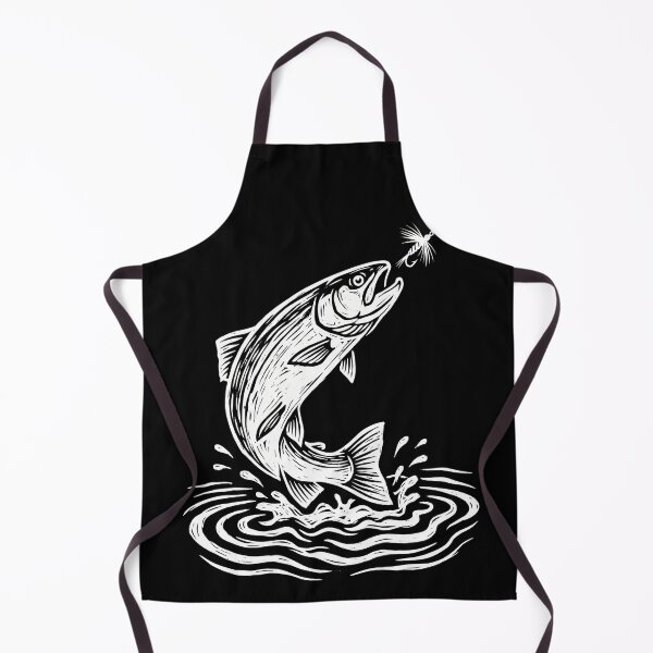 Item preview, Fly Fishing Leaping Trout Linocut designed and sold by TeNovaStudio.