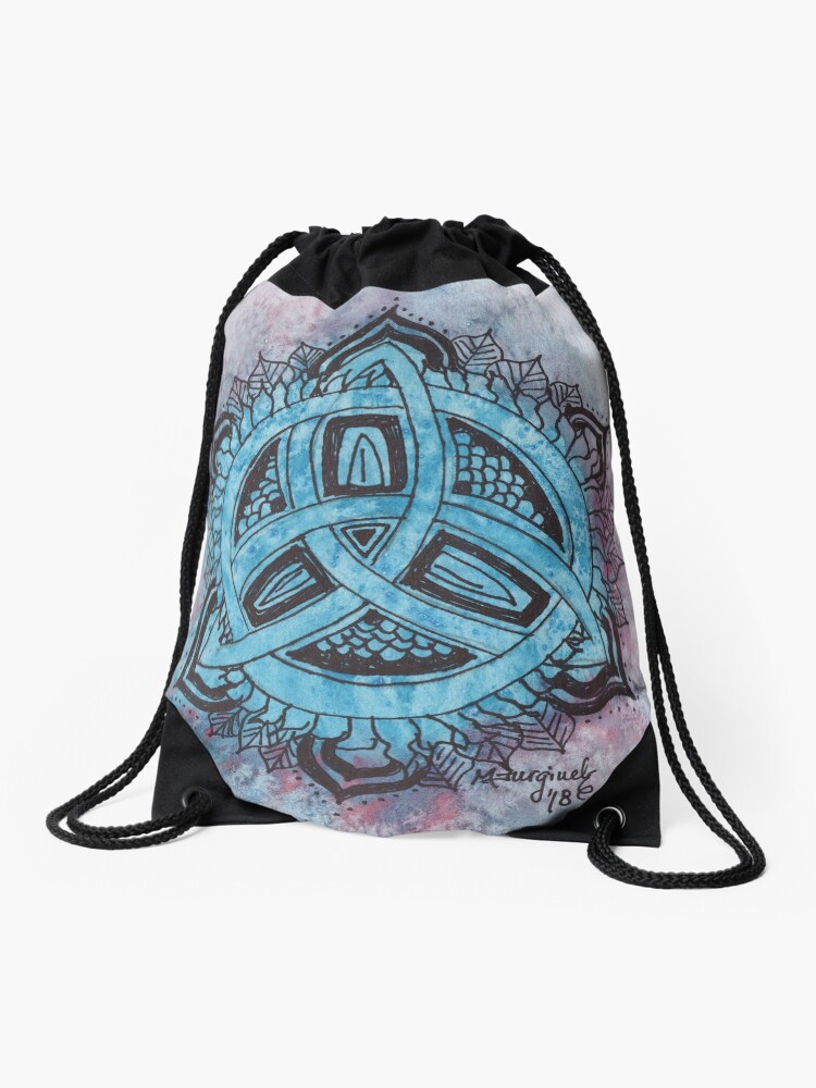 Thumbnail 1 of 3, Drawstring Bag, Mandala, soft watercolor designed and sold by Hueswithheart.