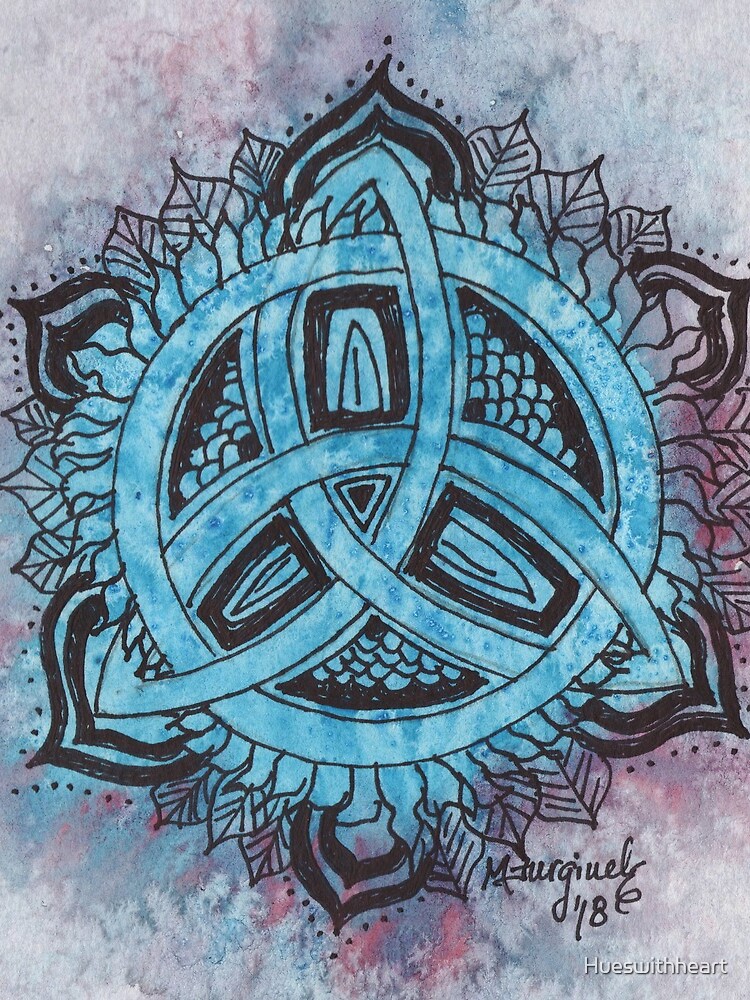 Thumbnail 3 of 3, Drawstring Bag, Mandala, soft watercolor designed and sold by Hueswithheart.