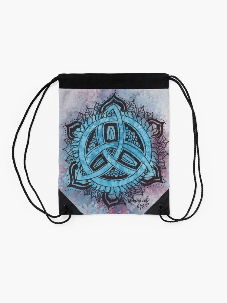 Thumbnail 2 of 3, Drawstring Bag, Mandala, soft watercolor designed and sold by Hueswithheart.