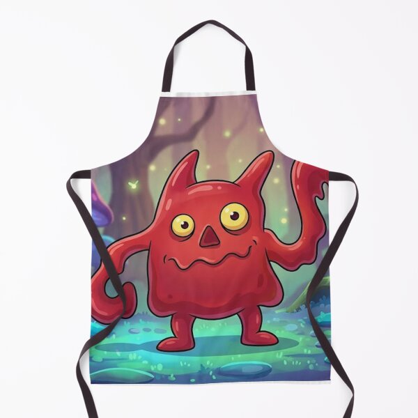 Item preview, A cute, red monster exploring a glowing magical forest designed and sold by AirCrayons27.