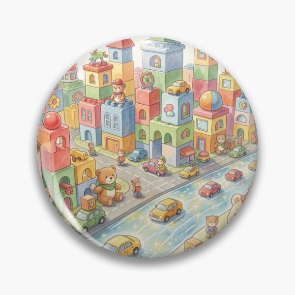 Item preview, A colorful toy city made of giant building blocks with a bubbling juice flow and children's imagination. designed and sold by FotoworldEdel.