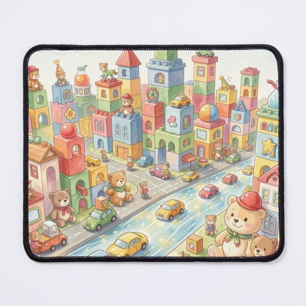 Item preview, A colorful toy city made of giant building blocks with a bubbling juice flow and children's imagination. designed and sold by FotoworldEdel.