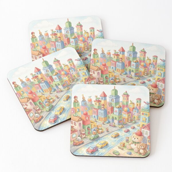 Item preview, A colorful toy city made of giant building blocks with a bubbling juice flow and children's imagination. designed and sold by FotoworldEdel.