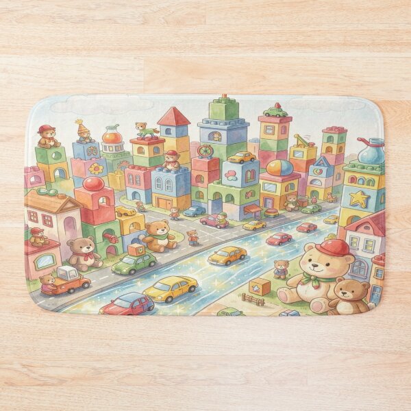 Item preview, A colorful toy city made of giant building blocks with a bubbling juice flow and children's imagination. designed and sold by FotoworldEdel.