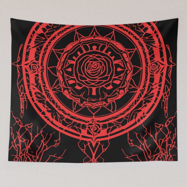 Item preview, Red Neon Gothic Rose Mandala Occult Sigil designed and sold by DarkOriginArts.