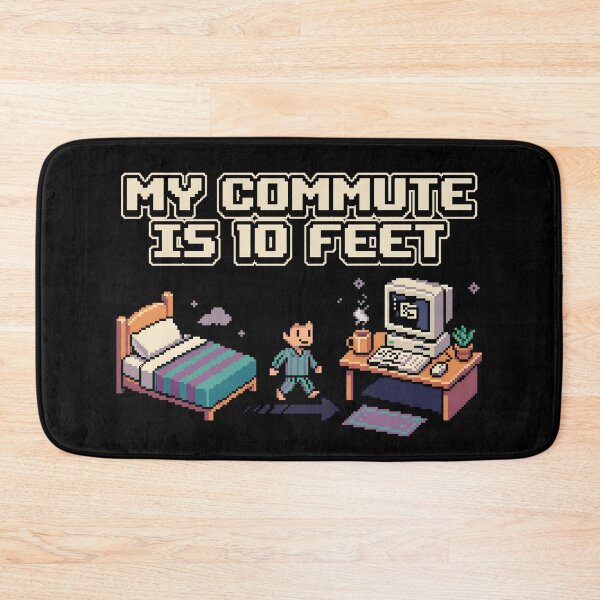 Item preview, My Commute Is 10 Feet Retro Pixel Art Remote Work designed and sold by Fenay Designs.
