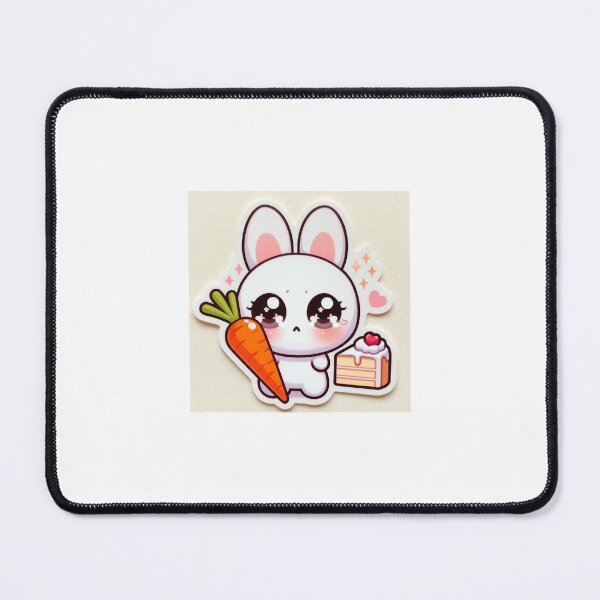 Item preview, Kawaii Diet Bunny Sticker | Chibi Bunny Staring at Cake on Diet designed and sold by PastelPawsArt.