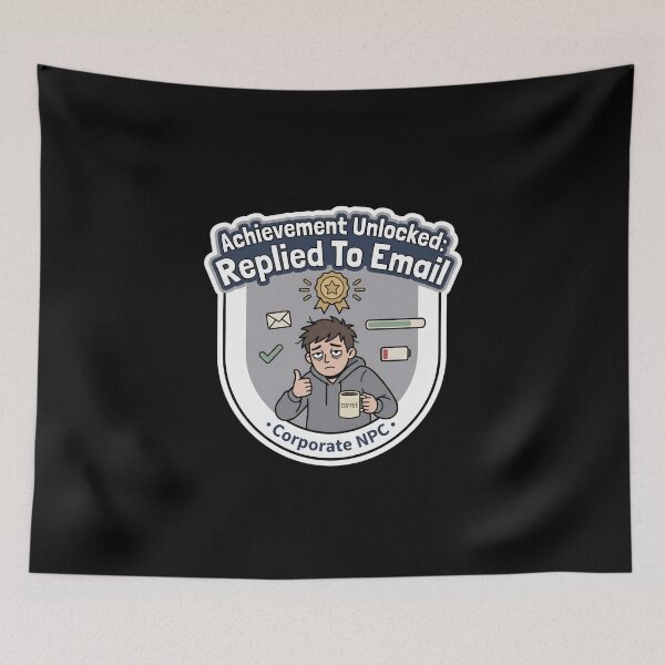 Item preview, Achievement Unlocked Replied To Email Corporate NPC Funny Quote designed and sold by Fenay Designs.