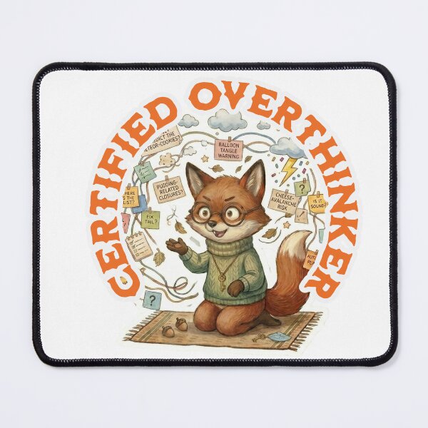 Item preview, Certified Overthinker Fox | Funny Anxiety Fox Design | Cute Overthinking Animal Art | Introvert Humor Gift | Mental health illustration designed and sold by Fernhaven.