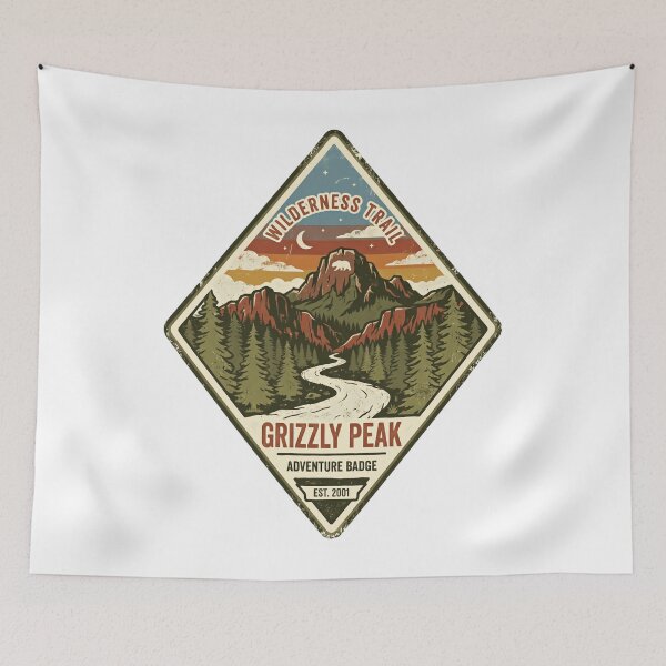 Item preview, Wilderness Trail Grizzly Peak Adventure Badge Mountain Hiking Camping Explorer designed and sold by Simsimah26Parks.
