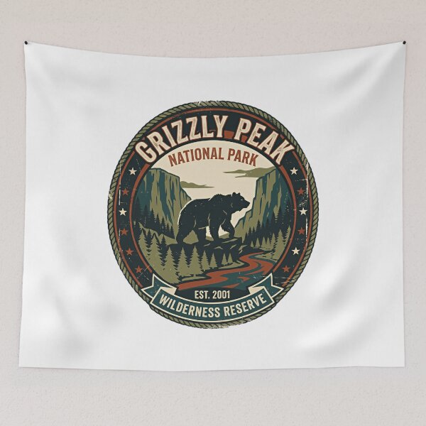 Item preview, Grizzly Peak National Park Est. 2001 Wilderness Reserve Grizzly Bear Outdoor Adventure Hiker Nature Lover designed and sold by Simsimah26Parks.