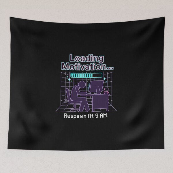 Item preview, Loading Motivation Respawn At 9 AM Neon Synthwave Computer Geek designed and sold by Fenay Designs.