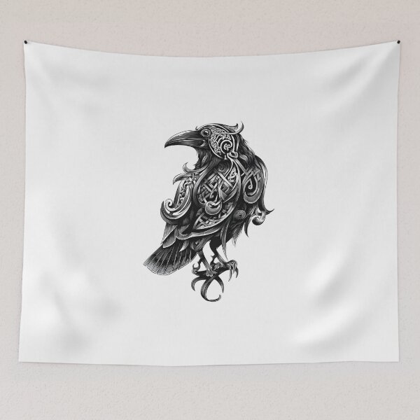 Item preview, Black Raven Norse Tattoo Design Emblem designed and sold by GrinGalore.
