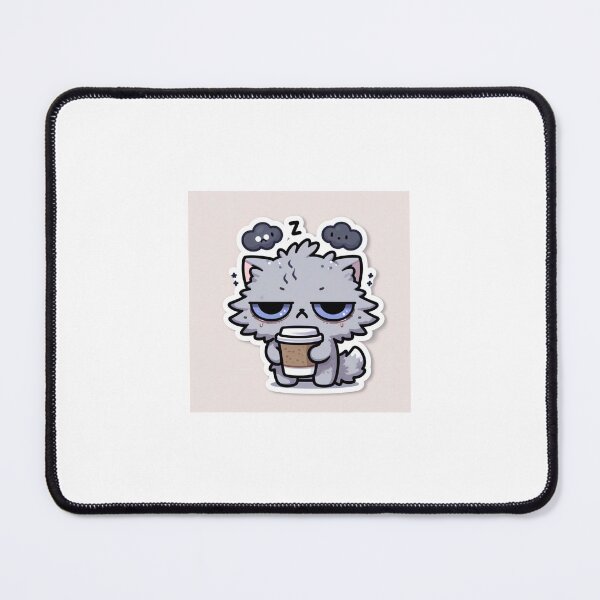 Item preview, Kawaii Monday Cat Sticker | Chibi Grumpy Cat with Coffee Hating Mondays designed and sold by PastelPawsArt.