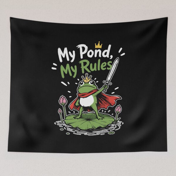 Item preview, My Pond My Rules Funny Frog King – Cute Lily Pad Royal Frog Cartoon designed and sold by Spyshirt.