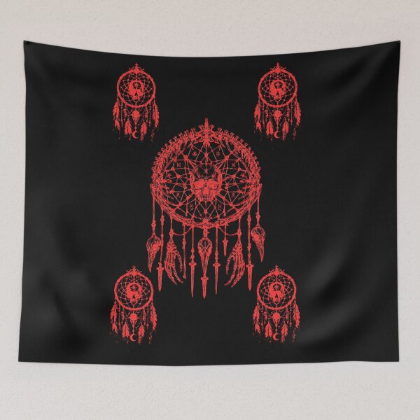 Item preview, Red Neon Gothic Dreamcatcher Skull Shamanic Ritual designed and sold by DarkOriginArts.