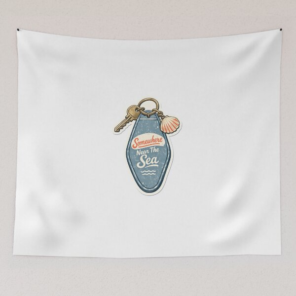 Item preview, Somewhere Near The Sea Keychain Design designed and sold by Naviora.