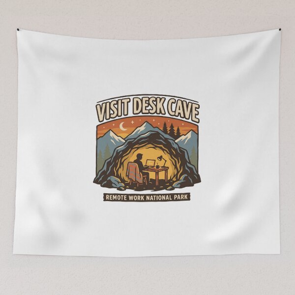 Item preview, Visit Desk Cave Remote Work National Park Vintage Travel Badge designed and sold by Fenay Designs.