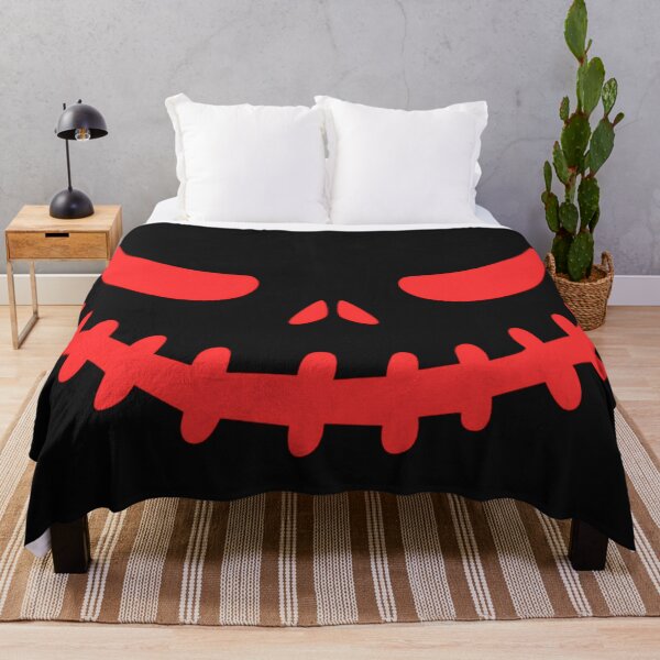 Item preview, Red Neon Evil Pumpkin Face Creepy Stitched Smile designed and sold by DarkOriginArts.