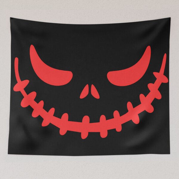 Item preview, Red Neon Evil Pumpkin Face Creepy Stitched Smile designed and sold by DarkOriginArts.