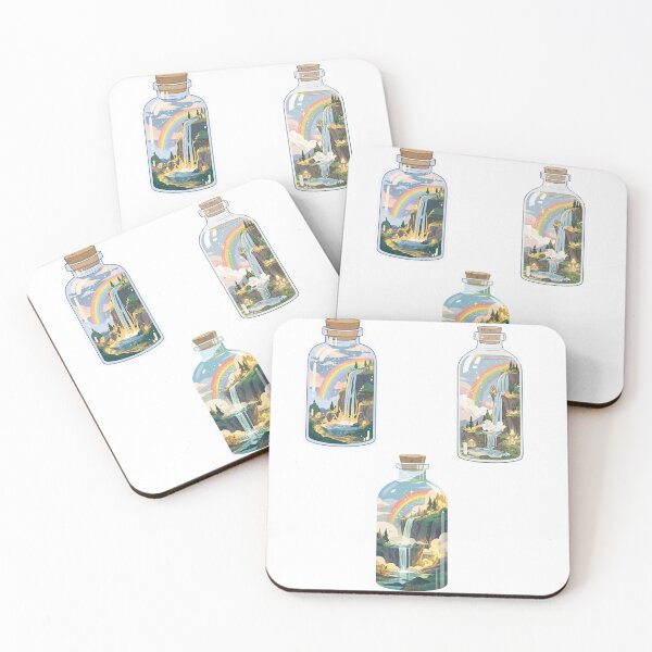 Item preview, Mini waterfalls with rainbows in a bottle sticker pack designed and sold by MendaciousMina.