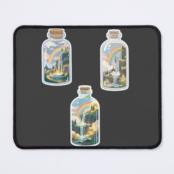 Item preview, Mini waterfalls with rainbows in a bottle sticker pack designed and sold by MendaciousMina.