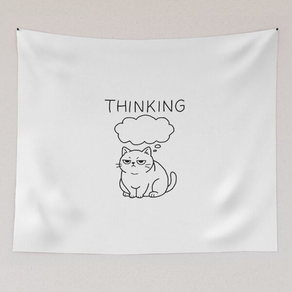 Item preview, Thinking Cat | Funny Grumpy Cat Line Art  designed and sold by Midnight Margin .