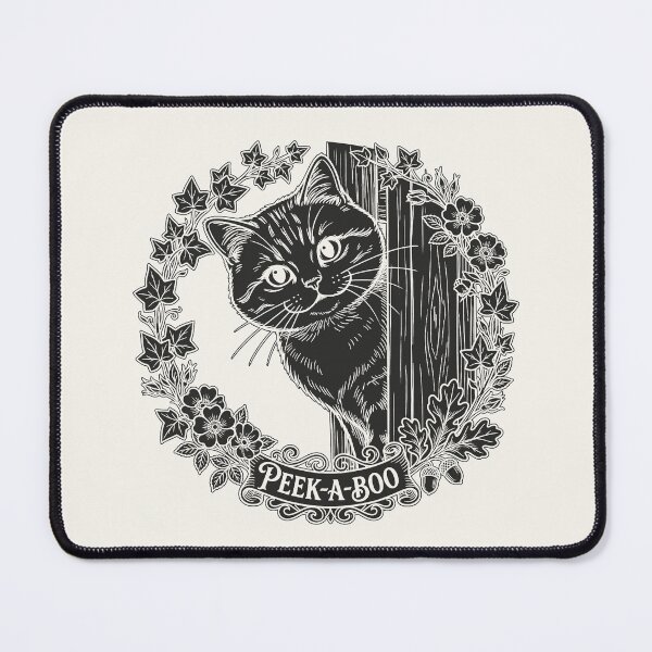 Item preview, Peek-a-Boo Cat with Floral Wreath - Black Silhouette designed and sold by sxtfejvseyn.
